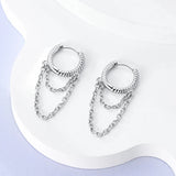 925 Silver Cubic Heart Earrings Liquid Star Hoop Women Earrings