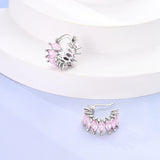 925 Silver Cubic Heart Earrings Liquid Star Hoop Women Earrings