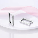 925 Silver Sparkle U-shaped CZ Hoop Earrings