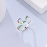 925 Sterling Silver Cross Braided Love Rainbow Claw Rings