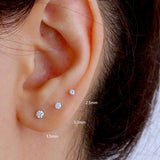925 Silver Crystal Stud Earrings Minimalist Design for Women