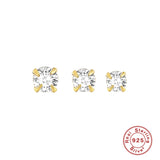 925 Silver Crystal Stud Earrings Minimalist Design for Women