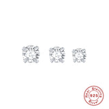 925 Silver Crystal Stud Earrings Minimalist Design for Women