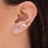 925 Silver Crystal Stud Earrings Minimalist Design for Women