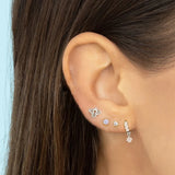 925 Silver Crystal Stud Earrings Minimalist Design for Women