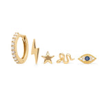 18K Plated Earrings Set Delicate Zircon Pave Charms Ear Studs Jewelry