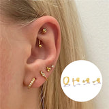18K Plated Earrings Set Delicate Zircon Pave Charms Ear Studs Jewelry