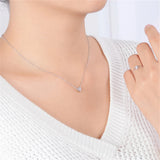 1Ct Moissanite Flower Pendant Necklace 925 Sterling Silver Women Wedding Jewelry