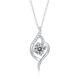 1Ct Moissanite Flower Pendant Necklace 925 Sterling Silver Women Wedding Jewelry