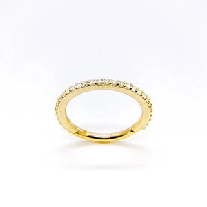 925 Silver Zircon Pave Hoop Earrings Oval Crystal Piercing Cartilage Jewelry