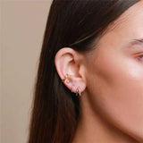 925 Silver Double Circle Huggie Earrings-Colored CZ Cartilage Hoop Piercing