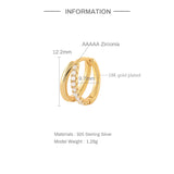 925 Silver Double Circle Huggie Earrings-Colored CZ Cartilage Hoop Piercing