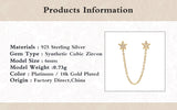 925 Silver Double Studs Chain Earrings with Zircon Moon Star Lightning Piercing
