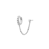 925 Silver Pearl Circle Chain Stud Earrings Women Piercing Studs