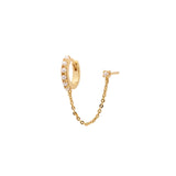 925 Silver Pearl Circle Chain Stud Earrings Women Piercing Studs