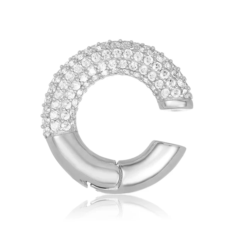 Gold Zircon Pave Ear Cuffs - No Piercing - Chunky Thick Clip Earrings