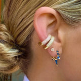 Gold Zircon Pave Ear Cuffs - No Piercing - Chunky Thick Clip Earrings