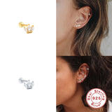 925 Sterling Silver Stud Earrings for Women Minimalist Small Earings Jewelry