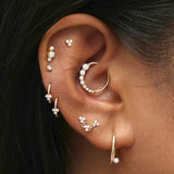 925 Silver CZ Pave Daith Hoop Earrings, Versatile Jewelry