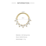 925 Silver CZ Pave Daith Hoop Earrings, Versatile Jewelry