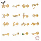 925 Silver Flat End Earrings Zircon Design