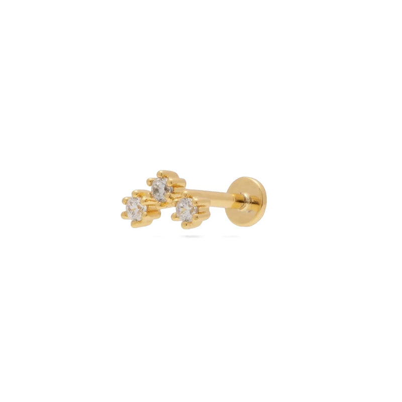 925 Silver Flat End Earrings Zircon Design