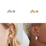 925 Silver Flat End Earrings Zircon Design