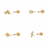 925 Silver Flat End Earrings Zircon Design