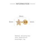 925 Silver Flat End Earrings Zircon Design