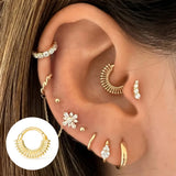 925 Silver CZ Zircon Piercing Hoops Daith Huggie Earrings