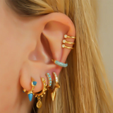 925 Silver Turquoise Hoop Earrings for Women 7/9/11mm Huggie Earring