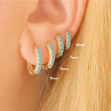 925 Silver Turquoise Hoop Earrings for Women 7/9/11mm Huggie Earring