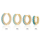 925 Silver Turquoise Hoop Earrings for Women 7/9/11mm Huggie Earring