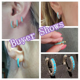 925 Silver Turquoise Hoop Earrings for Women 7/9/11mm Huggie Earring
