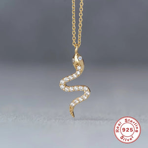 925 Silver Snake Pendant Chain Choker Necklace