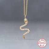 925 Silver Snake Pendant Chain Choker Necklace
