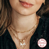 S925 Silver Star Moon Pendant Necklace Jewelry Collar