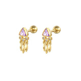 2pcs 925 Sterling Silver Purple Zircon Piercing Earrings Set