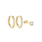925 Silver Zircon Huggie Earrings 18k Hoop Stud Fine Jewelry