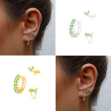 Colorful Zircon Charm Dangle Earrings Set 18K Plated Crystal Flower Heart