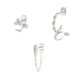 Colorful Zircon Charm Dangle Earrings Set 18K Plated Crystal Flower Heart