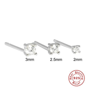 925 Silver Clear Zircon Stud Earrings Minimalist Rhinestone Jewelry Set