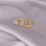 925 Silver Zircon Flower Lightning Studs Jewelry Set