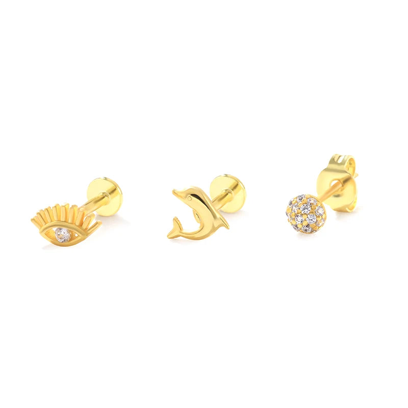 925 Silver Zorcon Evil Eye Stud Earrings Set for Women