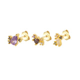 925 Sterling Silver Zircon Stud Earrings Rainbow Crystal Piercing Ear Studs