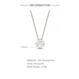 6.5mm Moissanite Stone Pendant Necklace 925 Sterling Silver Women's Gift