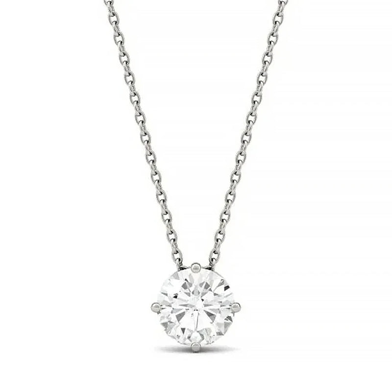 6.5mm Moissanite Stone Pendant Necklace 925 Sterling Silver Women's Gift