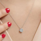 6.5mm Moissanite Stone Pendant Necklace 925 Sterling Silver Women's Gift