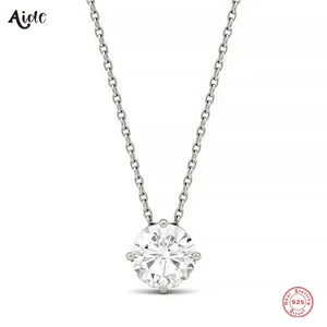 6.5mm Moissanite Stone Pendant Necklace 925 Sterling Silver Women's Gift