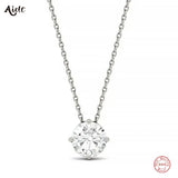 6.5mm Moissanite Stone Pendant Necklace 925 Sterling Silver Women's Gift